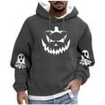 thumbnail image 1 of Enjoytime Men's Sweatshirts Halloween Vintage Printed Drawstring Long Sleeve Oversized Hoodies Casual Pumpkin Festival Party Pullover Sweatshirt Dark Gray M, 1 of 5