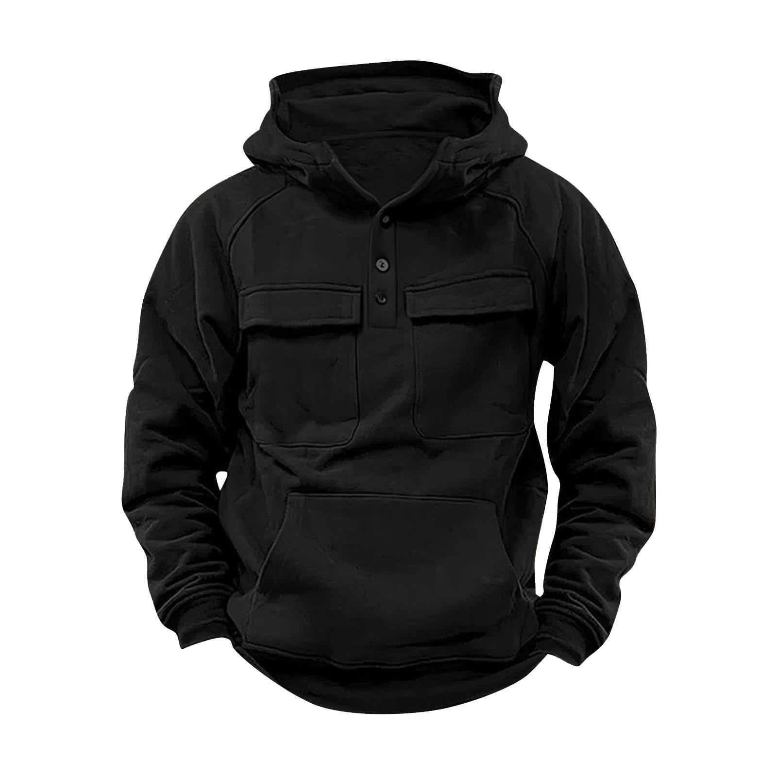 Enjoytime Pullover Hoodie Men Solid Color Long Sleeve Quarter Zip