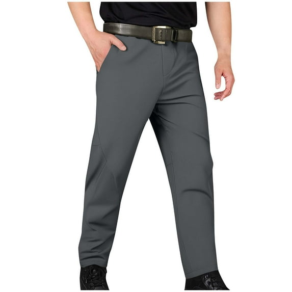Enjoytime Men's Work Pants Solid Color Straight Plus Size Pants Elasticity Breathable Lightweight Outdoor Trousers Dark Gray M