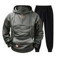 thumbnail image 1 of Enjoytime Mens 2 Piece Winter Outfit Solid Color Long Sleeve Hoodie Casual Pants Plus Size Sets Fall Warm Casual Lounge Set, 1 of 4