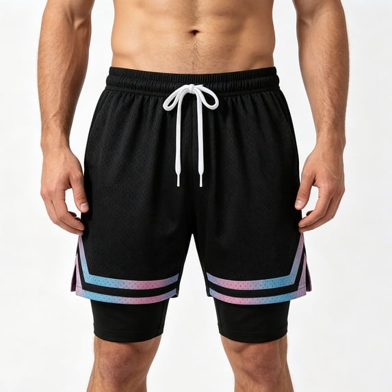 Enjoytime Mens Basketball Shorts Elastic Waist Lightweight Breathable Gym Workout Running Shorts with Liner