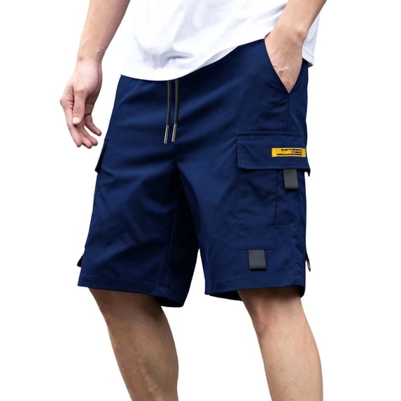 Enjoytime Mens Cargo Shorts Elastic Waist Drawstring Lightweight Breathable Casual Sweat Shorts with Multi Pockets