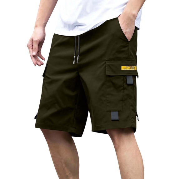 Enjoytime Mens Cargo Shorts Elastic Waist Drawstring Lightweight Breathable Casual Sweat Shorts with Multi Pockets