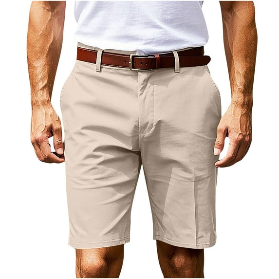 Enjoytime Casual Shorts for Men Fashion Classic Solid Color Loose Shorts with Pockets for Workout Running Beige XL