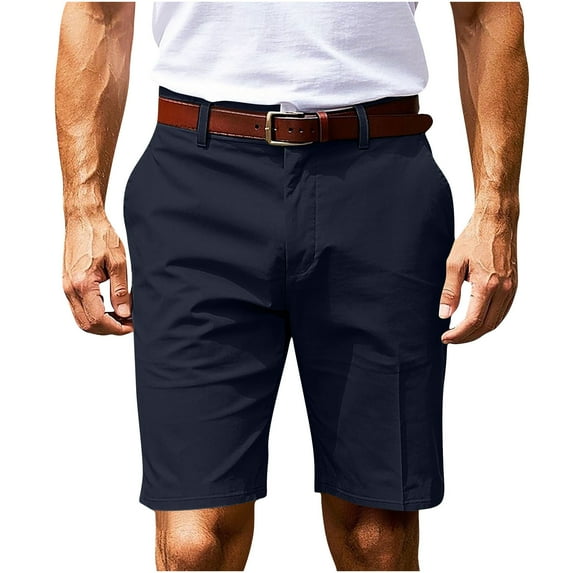 Enjoytime Casual Shorts for Men Fashion Classic Solid Color Loose Shorts with Pockets for Workout Running Navy L
