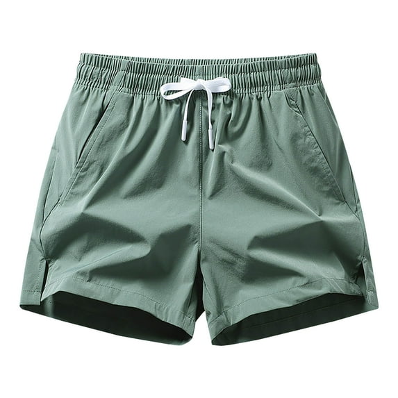 Enjoytime Casual Shorts for Men Solid Color Drawstring Lightweight Fashion Casual Plus Size Shorts with Elastic Waist and Pockets Army Green L