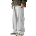 thumbnail image 1 of Enjoytime Mens Casual Pants Solid Color Elastic Waist Drawstring Outdoor Sunscreen Trousers Workout Loose Plus Size Pants Gray XL, 1 of 8