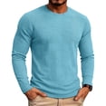 thumbnail image 1 of Enjoytime Mens Casual Shirts Crew Neck Long Sleeve Pullover Basic Tops Fall Soft Slim Fitted Textured Lightweight Tee Shirt, 1 of 7