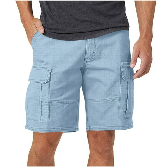 Enjoytime Mens Casual Shorts Classic Solid Color Gym Workout Running Loose Plus Size Shorts with Pockets Light Blue M