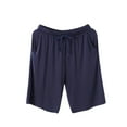 thumbnail image 1 of Enjoytime Mens Casual Shorts Solid Color Drawstring Elastic Waist Pajamas Thin Loose Plus Size Shorts with Pockets Navy XXXXL, 1 of 5
