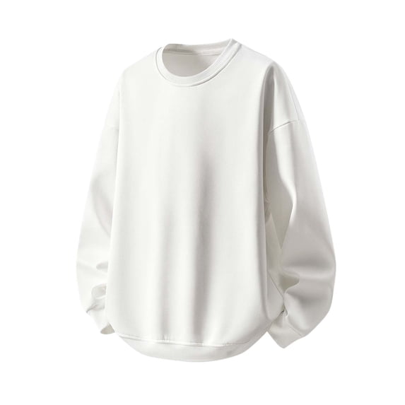 Enjoytime Mens Crewneck Sweatshirt Patchwork Long Sleeve Pullover Tops Casual Loose Fall Winter Warm Plus Size Clothes White XXXXL