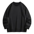 thumbnail image 1 of Enjoytime Mens Crewneck Sweatshirts Solid Color Long Sleeve Pullover Tops Casual Lightweight Loose Basic Oversized Sweatshirt Black XL, 1 of 7