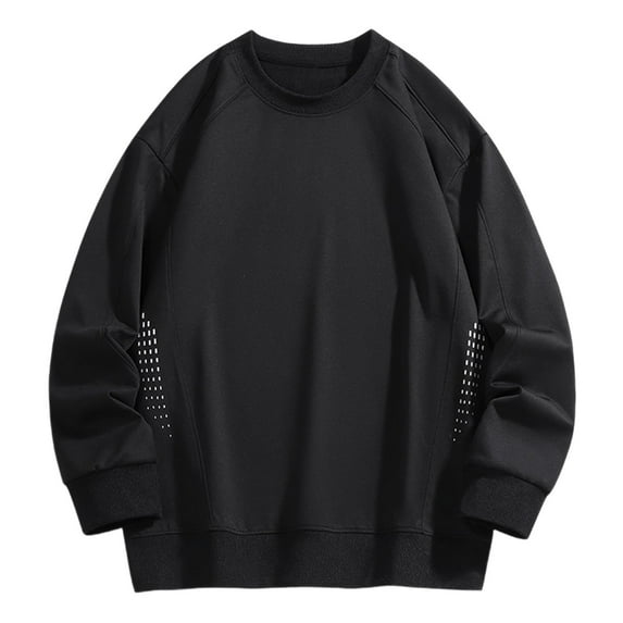 Enjoytime Mens Crewneck Sweatshirts Solid Color Long Sleeve Pullover Tops Casual Lightweight Loose Basic Oversized Sweatshirt Black XL