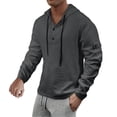 thumbnail image 1 of Enjoytime Mens Hoodie Solid Color Long Sleeve Quarter Button Up Pullover Sweatshirt Casual Trendy Fall Winter Oversized Hoodies Dark Gray M, 1 of 3
