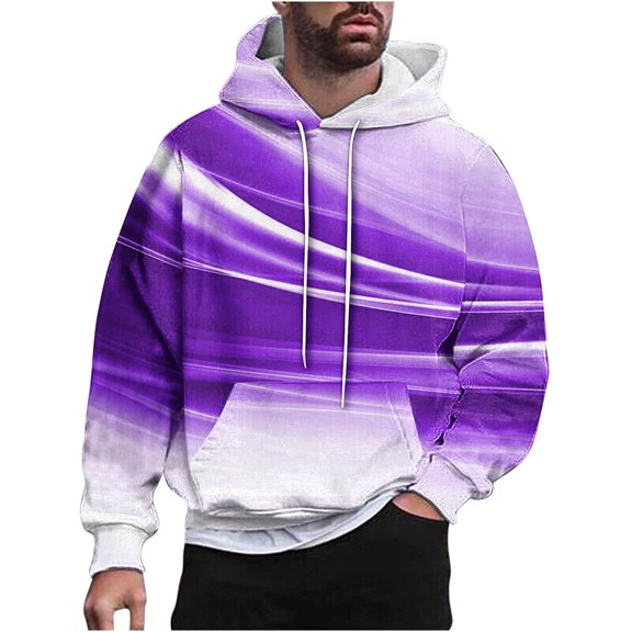 Enjoytime Mens Hoodies Long Sleeve Casual Loose Plus Size Tops Fall Winter Warm Basic Trendy Sweatshirt with Pockets Purple L
