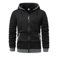 thumbnail image 1 of Enjoytime Mens Hoodies Solid Color Long Sleeve Loose Oversized Sweatshirt Casual Basic Zip Up Hoodie with Pockets Black XXXL, 1 of 3