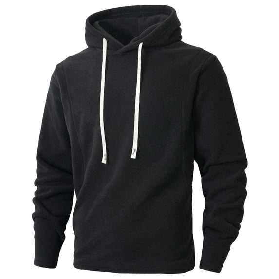 Enjoytime Mens Hoodies Solid Color Long Sleeve Pullover Sweatshirt Casual Drawstring Basic Hoodie with Pockets Black L
