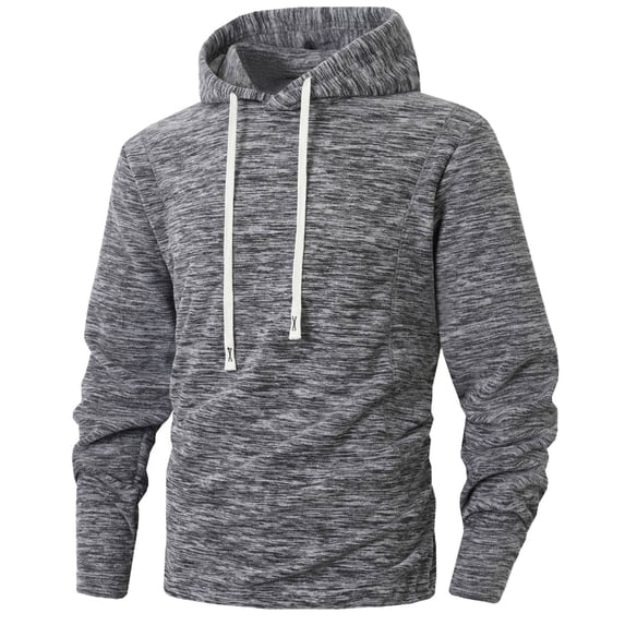 Enjoytime Mens Hoodies Solid Color Long Sleeve Pullover Sweatshirt Casual Drawstring Basic Hoodie with Pockets Dark Gray M