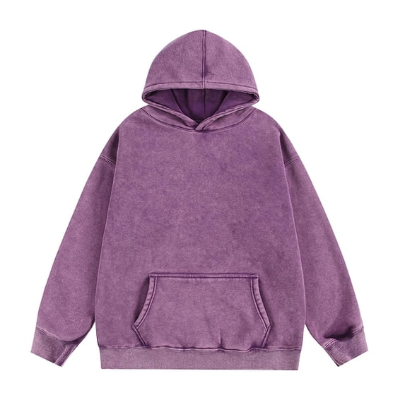 Enjoytime Mens Hoodies Solid Color Long Sleeve Pullover Tops Fashion Vintage Casual Fall Winter Oversized Sweatshirt with Pockets Purple XL