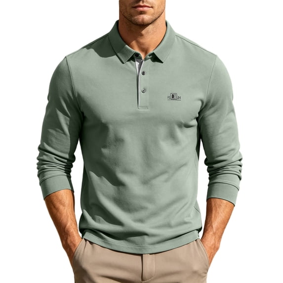 Enjoytime Mens Long Sleeve Shirt Business Casual Golf Shirts Collared Button Down Stretch Work Shirt