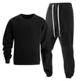 thumbnail image 1 of Enjoytime Mens Outfits Solid Color Round Neck Long Sleeve Sweatshirt Workout Pants 2 Piece Set Casual Athletic Jogging Track Suit, 1 of 5