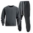thumbnail image 1 of Enjoytime Mens Outfits Solid Color Round Neck Long Sleeve Sweatshirt Workout Pants 2 Piece Set Casual Athletic Jogging Track Suit, 1 of 4