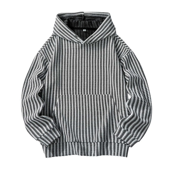 Enjoytime Mens Oversized Hoodie Fashion Striped Long Sleeve Sweatshirt Casual Loose Fall Winter Warm Tops with Pockets White XXL