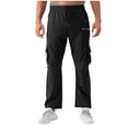 thumbnail image 1 of Enjoytime Mens Pants Casual Elastic Waist Drawstring Trousers Solid Color Active Workout Loose Cargo Pants with Multi Pockets Black XXL, 1 of 6