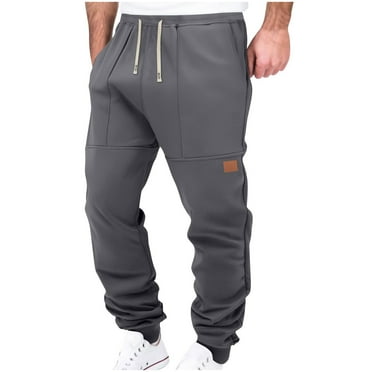 Enjoytime Mens Pants Casual Solid Color Elastic Waist Baggy Sweatpants Drawstring Athletic Workout Cargo Pants for Men Dark Gray XL