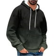 thumbnail image 1 of Enjoytime Mens Pullover Hoodies Lightweight Long Sleeve Drawstring Casual Sweatshirt Solid Color Loose Plus Size Tops with Pockets Army Green L, 1 of 5
