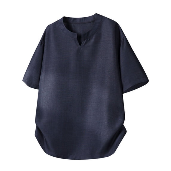Enjoytime Mens Shirts Casual Short Sleeve V-Neck Solid Color T Shirt Summer Lightweight Fashion Shirt