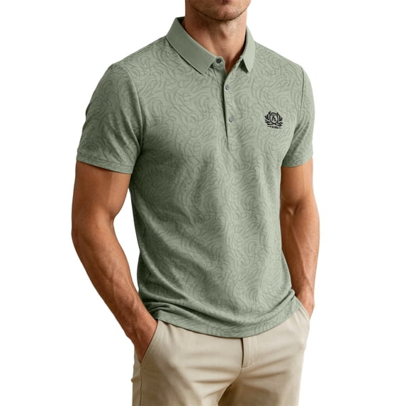 Enjoytime Mens Shirts Short Sleeve Printed Collared Button Stretch Business Casual Work Golf Shirts