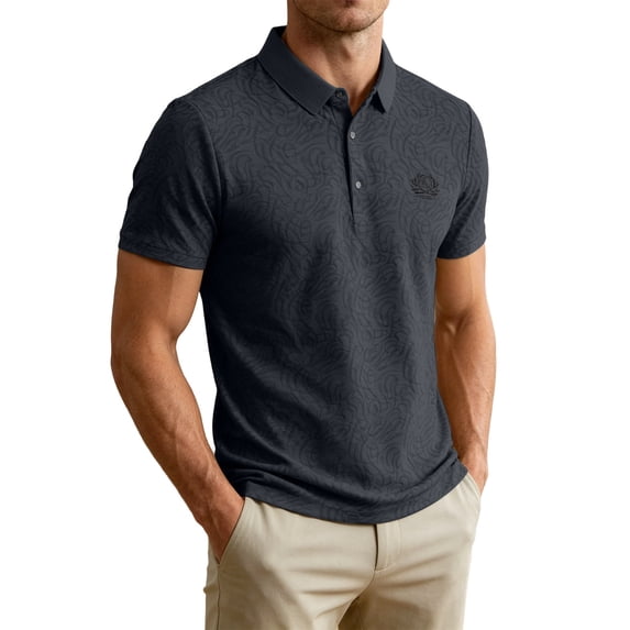 Enjoytime Mens Shirts Short Sleeve Printed Collared Button Stretch Business Casual Work Golf Shirts