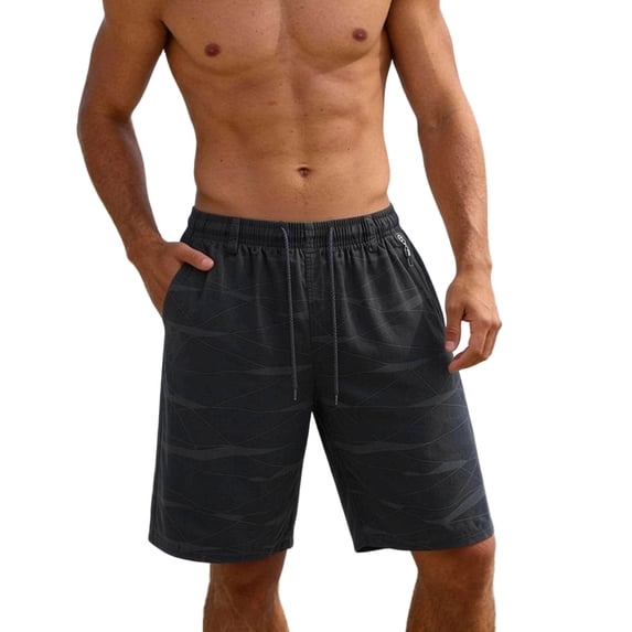 Enjoytime Mens Shorts Casual Printed Elastic Waist Drawstring Stretch Gym Workout Shorts with Zipper Pockets