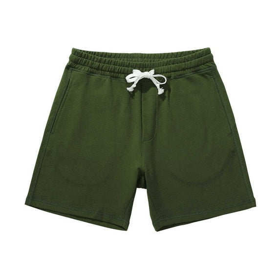Enjoytime Workout Shorts for Men Solid Color Drawstring Cotton Loose Athletic Shorts with Elastic Waist and Pockets Army Green L