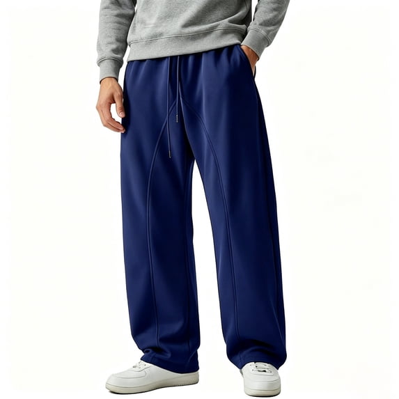 Enjoytime Mens Sweatpants Elastic Waist Drawstring Wide Leg Pants Baggy Workout Casual Joggers with Pockets