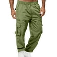 thumbnail image 1 of Enjoytime Mens Sweatpants Solid Color Zipper Button Straight Cargo Pants Hiking Outdoor Jogging Plus Size Work Pants with Multi Pockets Army Green XXXL, 1 of 5