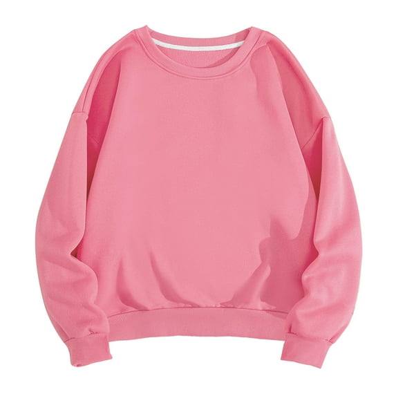 Enjoytime Mens Sweatshirt Solid Color Crewneck Long Sleeve Casual Plus Size Clothes Loose Workout Fall Winter Pullover Tops Pink XL