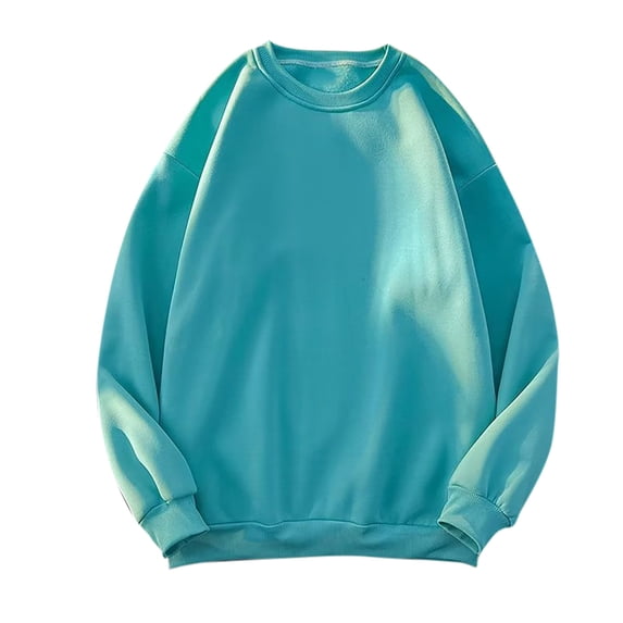 Enjoytime Mens Sweatshirt Solid Color Crewneck Long Sleeve Pullover Sweatshirts Casual Loose Soft Basic Plus Size Tops Sky Blue XXXL