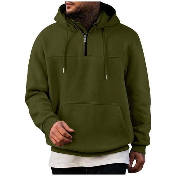 Enjoytime Mens Sweatshirt Solid Color Drawstring Pullover Hoodies Casual Workout Athletic Sport Plus Size Tops with Pockets Army Green XXL