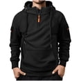 thumbnail image 1 of Enjoytime Mens Sweatshirt Solid Color Long Sleeve Half Zip Up Hoodie Casual Drawstring Pullover Hoodies Fall Winter Plus Size Clothes, 1 of 6
