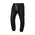 thumbnail image 1 of Enjoytime Mens Winter Pants Patchwork Elastic Waist Tapered Pants Drawstring Workout Outdoor Trousers with Pockets Black S, 1 of 8