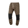 thumbnail image 1 of Enjoytime Mens Winter Pants Patchwork Elastic Waist Tapered Pants Drawstring Workout Outdoor Trousers with Pockets Brown XL, 1 of 8