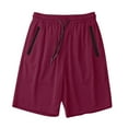 thumbnail image 1 of Enjoytime Mens Workout Shorts Solid Color Elastic Waist Drawstring Ice Silk Drying Plus Size Shorts with Pockets for Casual Running Wine XXXL, 1 of 6
