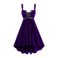 thumbnail image 1 of Enjoytime Midi Dresses for Women Solid Color Lace Up Sleeveless Wedding Guest Dress with Bandage Off Shoulder Vintage Gothic Halloween Costumes Purple S, 1 of 5