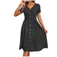 thumbnail image 1 of Enjoytime Midi Dresses for Women Printed V-Neck Button Down Short Sleeve Floral Dress Summer Casual Vacation Dress, 1 of 6