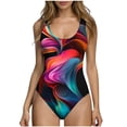 thumbnail image 1 of Enjoytime Monokini Swimsuits for Women Print Scoop Neck Tummy Control Backless One Piece Bathing Suits Sporty Modest Swimwear, 1 of 6