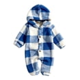 thumbnail image 1 of Enjoytime Newborn Girls Romper Plaid Long Sleeve Baby Boys Onesies Outfit Warm Fleece Hooded Jumpsuit Soft Fall Winter Clothes, 1 of 8