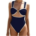 thumbnail image 1 of Enjoytime One Piece Swimsuit Women Patchwork High Wasited Tummy Control Bathing Suits Adjustable Strap Cutout Modest Bikini Set, 1 of 4