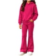 thumbnail image 1 of Enjoytime Outfits for Girls Long Sleeve Hoodie with Flared Pants 2 Piece Set Kids Fall Fashion Comfy Casual Outfit, 1 of 8